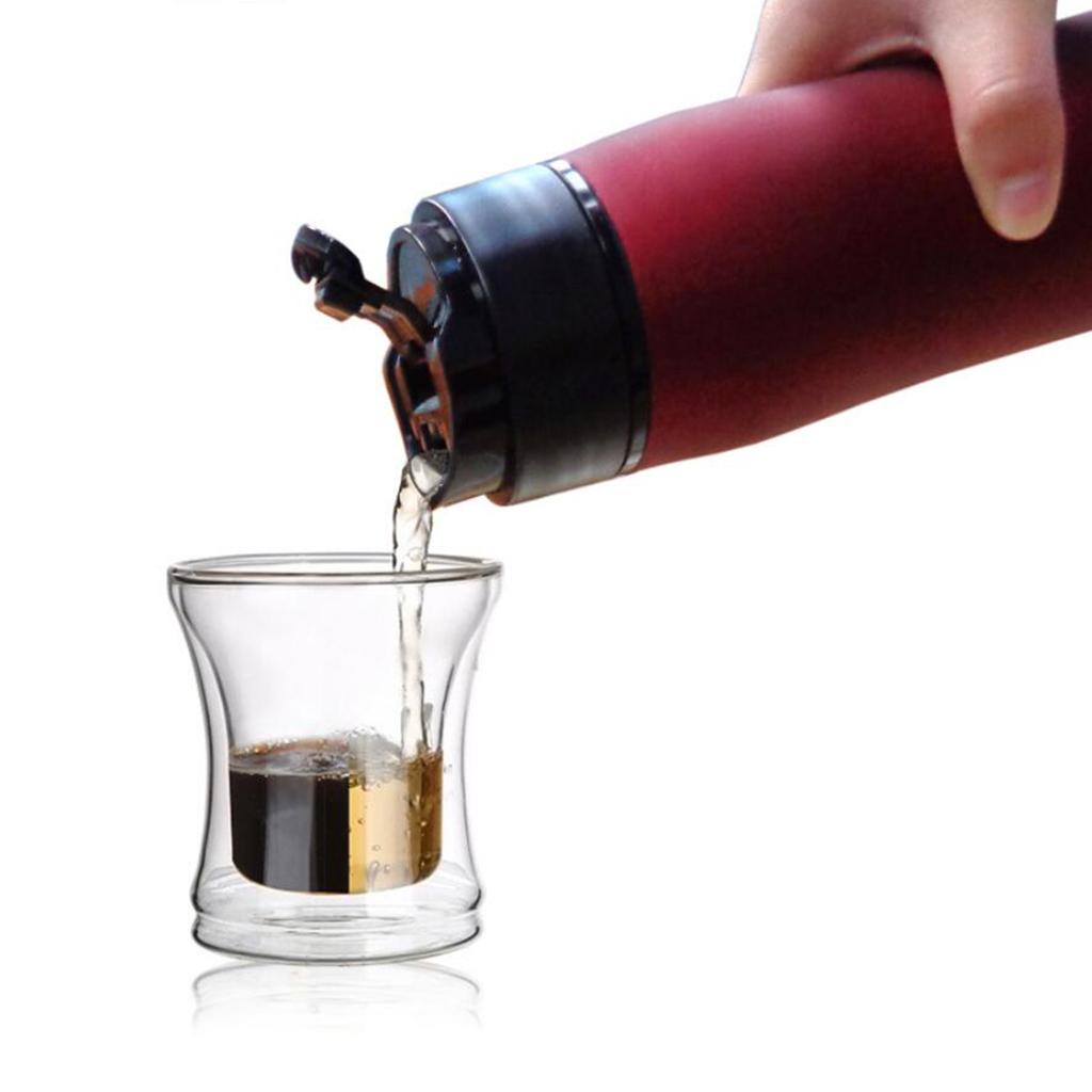 Portable French Press Coffee Maker Vacuum Insulated Travel Mug Stainless Steel Coffee Tea Maker Bottle for Hiking, Camping, Outdoors