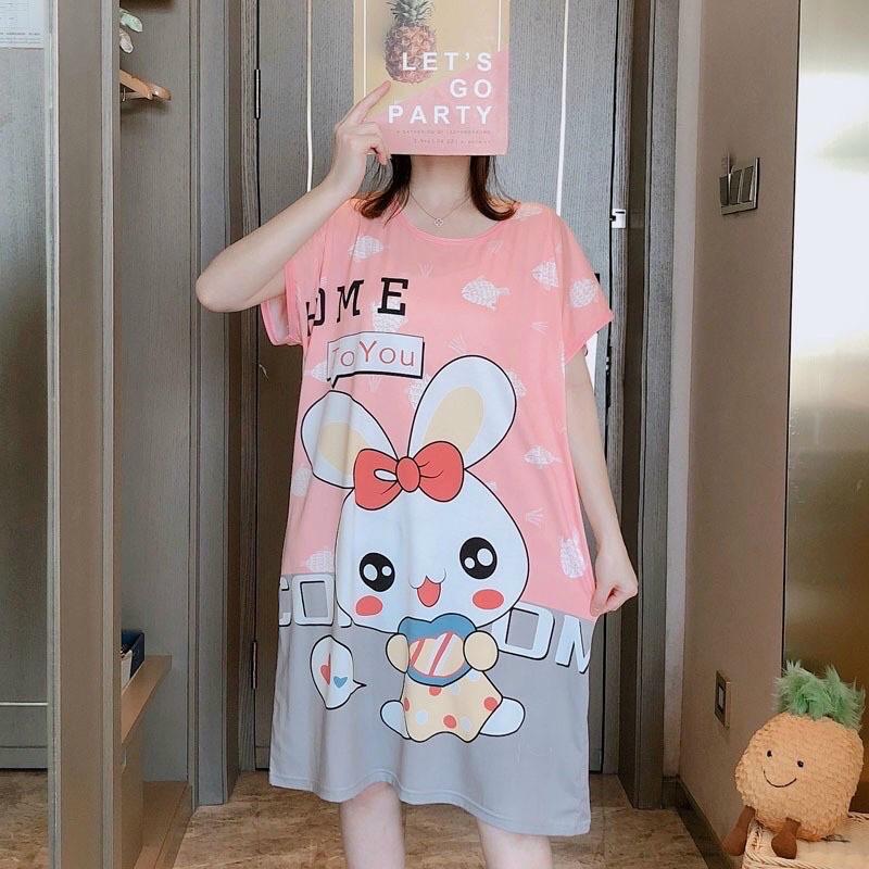 Váy ngủ đầm ngủ cotton cộc tay hoạt hình cute dễ thương dáng xuông mặc nhà  mùa hè VN01 giá sỉ giá bán buôn  Thị Trường Sỉ