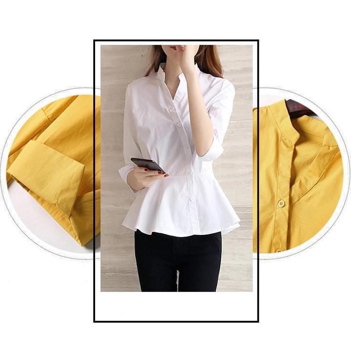 Áo sơ mi cổ lọ tay lỡ phong cách Hàn Quốc sang trọng