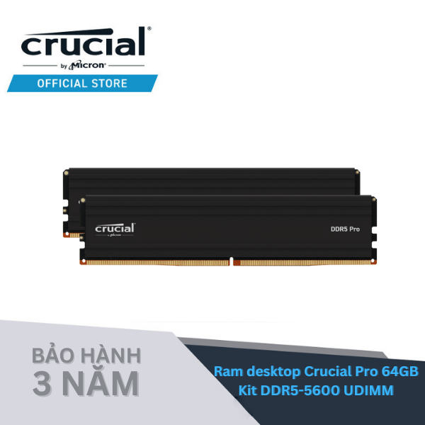 Ram PC Crucial PRO KIT 5600MHz 64GB Kit (2x32GB) CL46 - CP2K32G56C46U5 - HÀNG CHÍNH HÃNG
