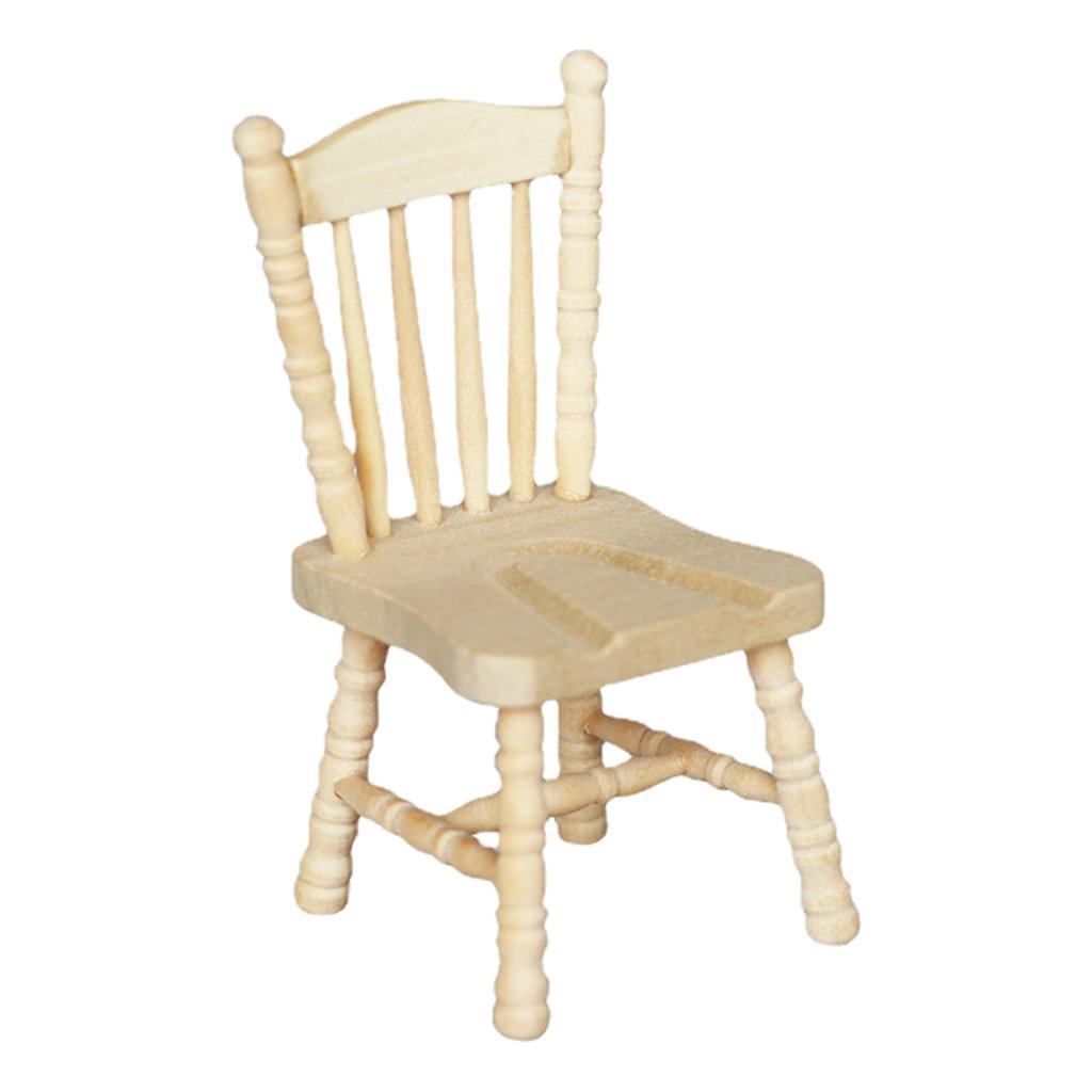 1:12 Scale Dollhouse Miniature Wooden Dining Chair Dollhouse Accessories