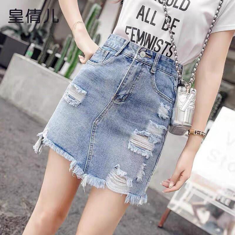 Quần váy jeans Bigsize, chân váy bò chữ A, chân váy jean cạp cao size lớn (60-90kg)