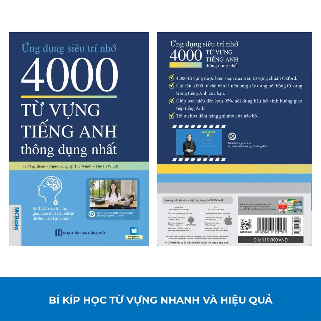 Sách - Ứng Dụng Siêu Trí Nhớ 4000 Từ Vựng Tiếng Anh Thông Dụng Nhất  ( tặng kèm bookmark thiết kế)