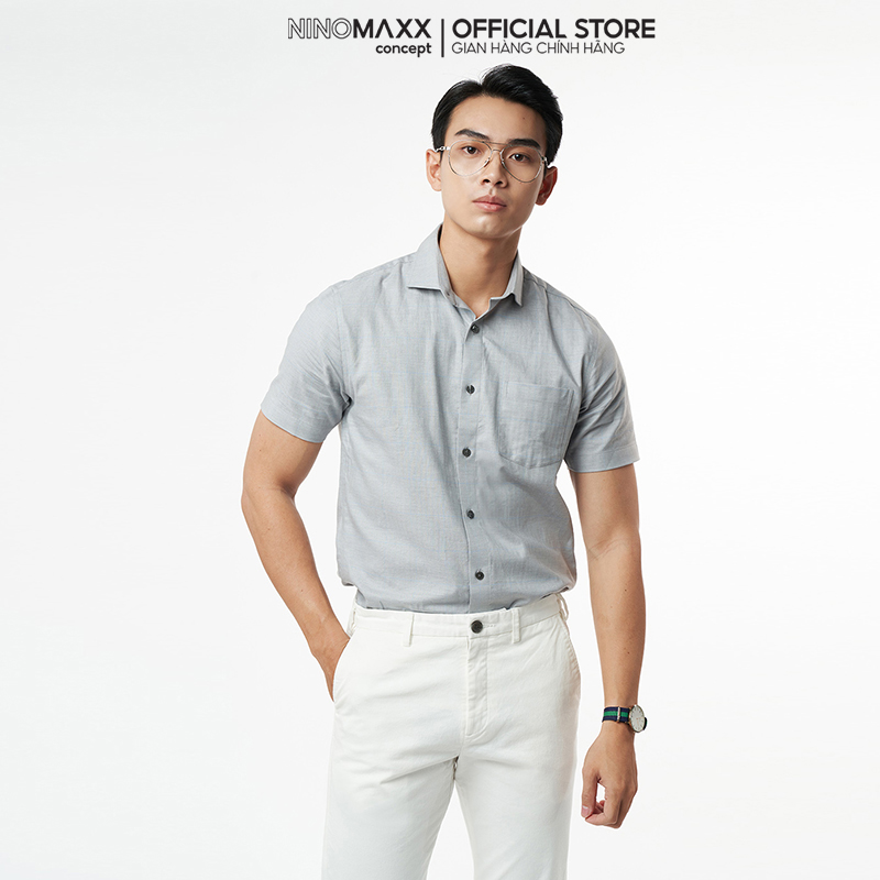 N&amp;M Áo sơ mi Nam caro tay ngắn dáng trẻ trung form slim fit 2110029