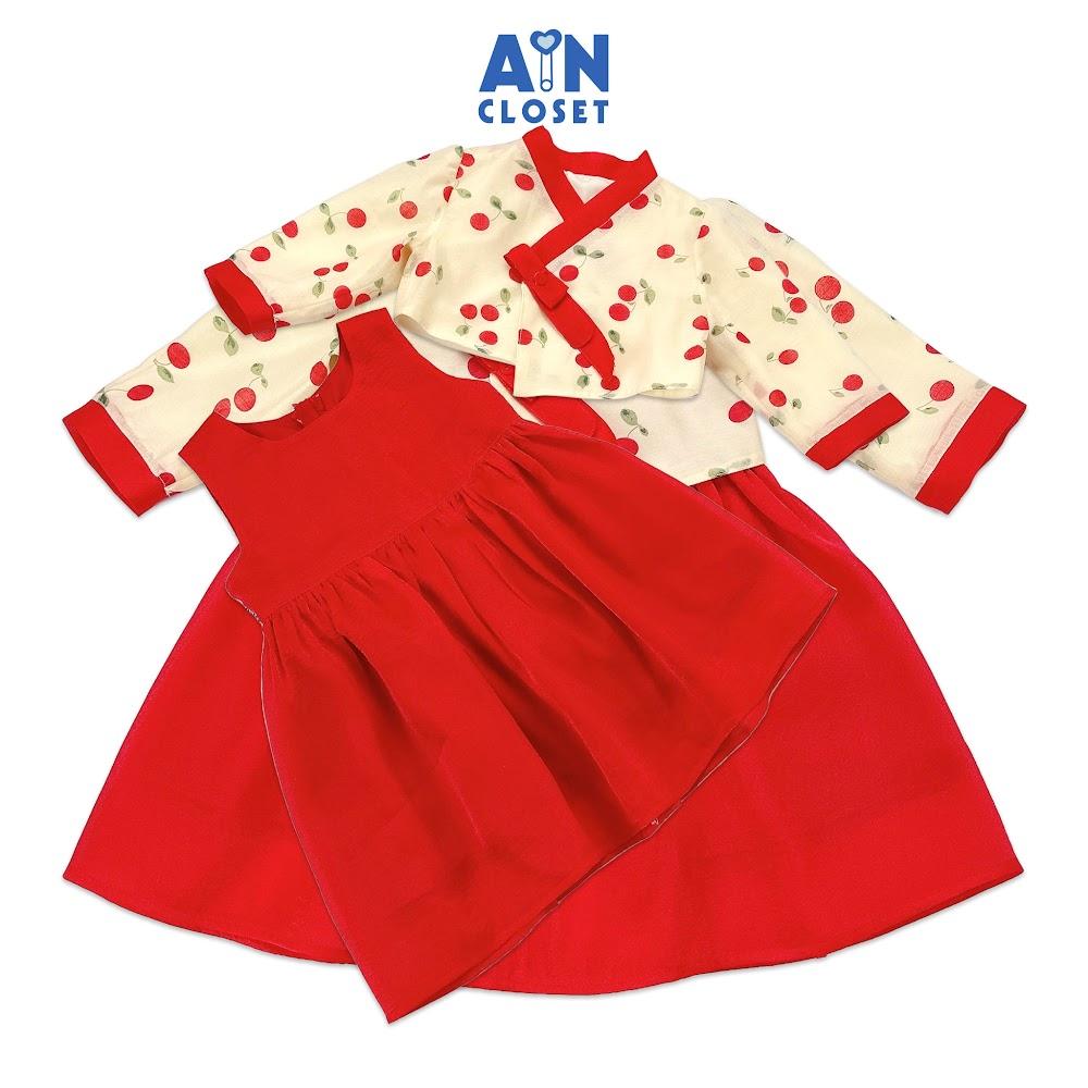 Đầm Hanbok cách tân bé gái họa tiết Cherry đỏ tơ ánh nhủ - AICDBGYJIPQM - AIN Closet