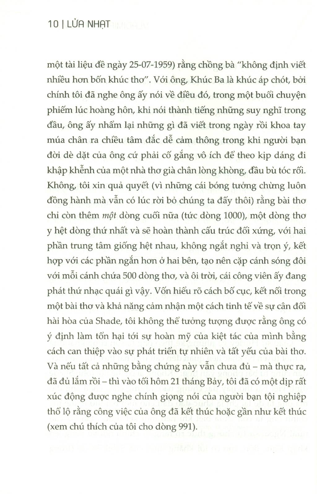 LỬA NHẠT - Vladimir Nabokov - Vân Hà dịch -