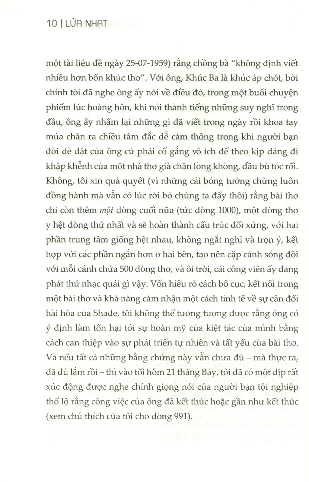 LỬA NHẠT - Vladimir Nabokov - Vân Hà dịch - (bìa mềm)