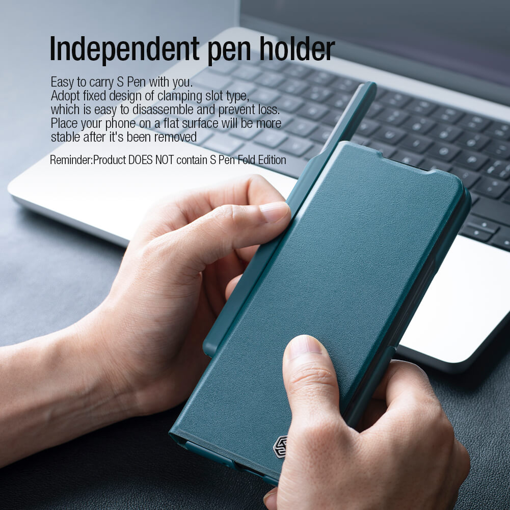Bao da Leather cho Samsung Galaxy Z Fold 3 hiệu Nillkin Qin - hàng nhập khẩu