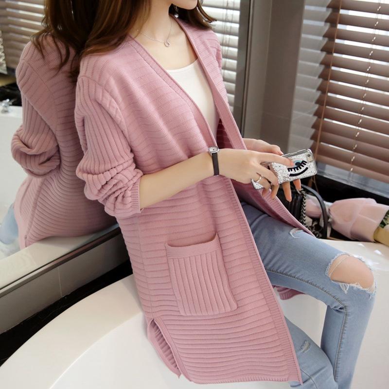 MS333 Áo khoác len cardigan dáng dài sọc ngang