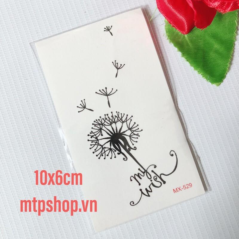 Hình xăm dán hoa bồ công anh 1 bông 10x6cm