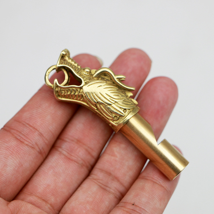 Còi đầu rồng bằng đồng sáng đẹp tiện dụng dùng để treo móc chìa khóa - Phụ kiện còi đồng móc chìa khóa