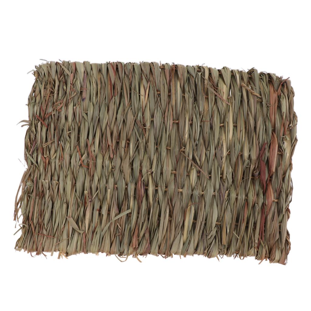 Handwoven Straw Rabbit Cage Mat Hamster Rabbit Squirrel House Mat 41x29cm