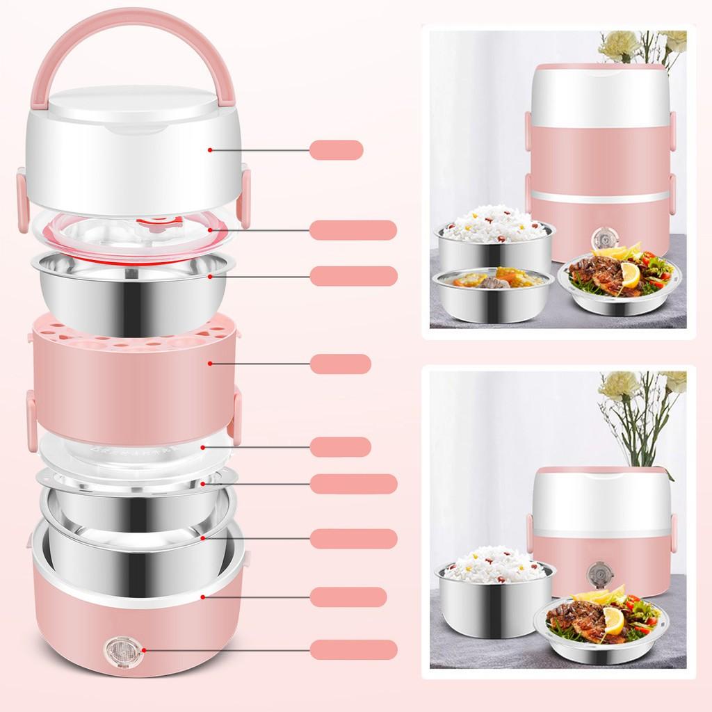Cặp Lồng Cắm Điện 3 Tầng ruột inox Cao Cấp Giữ Nóng Thức Ăn Liên Tục