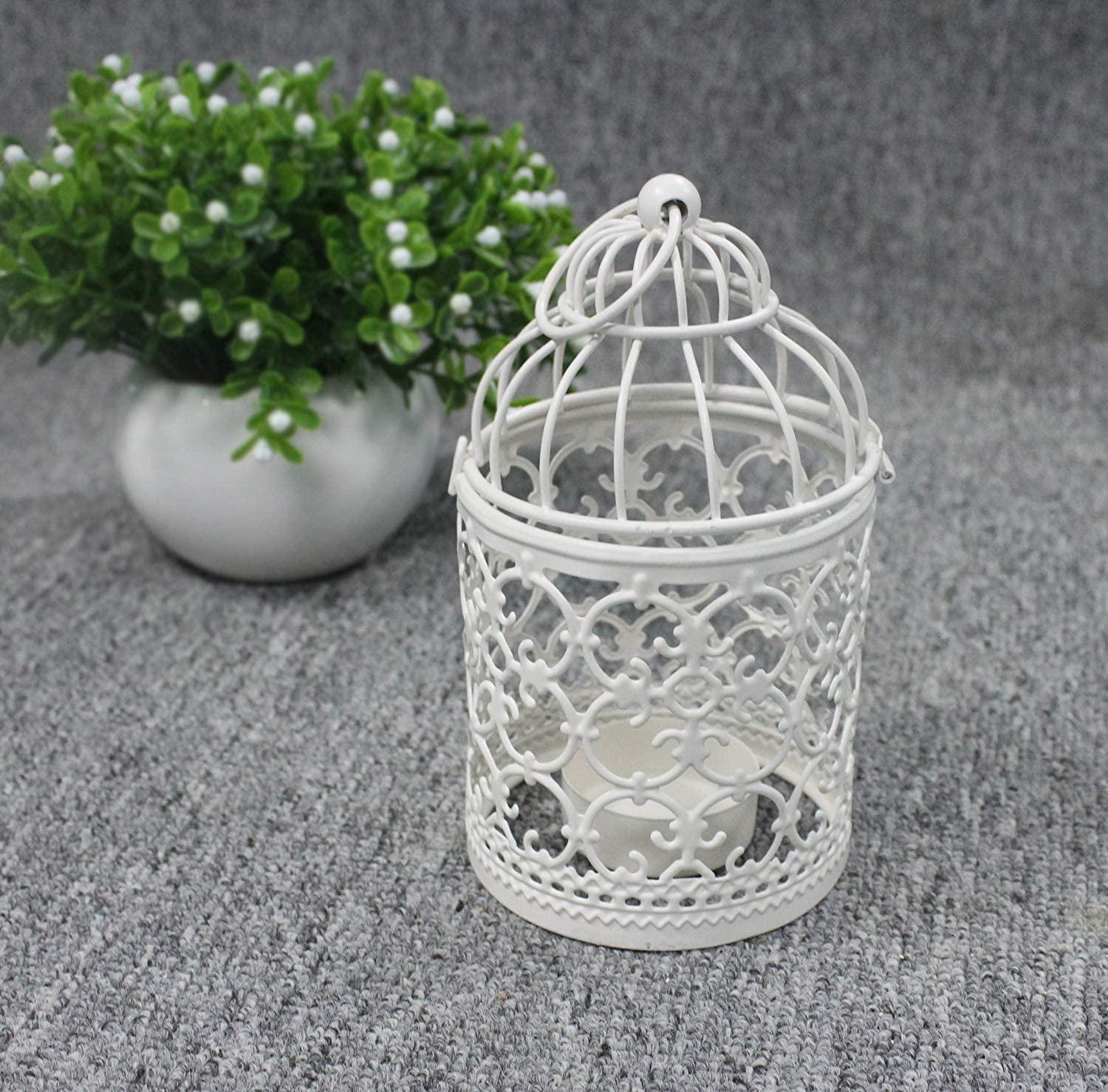 Lồng chim bằng kim loại Đèn lồng trang trí Nến Tealight Lantern Home Trang trí bàn tiệc cưới Giá đỡ nến bằng sắt Treo đèn lồng