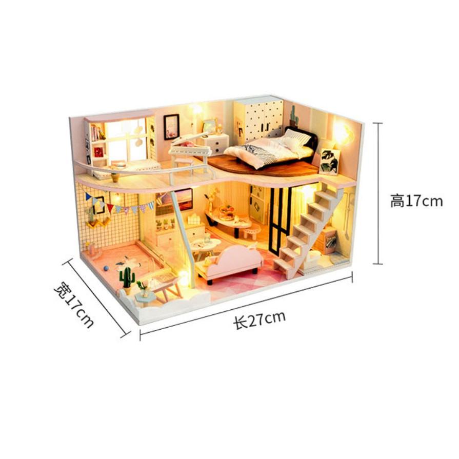 KHO-HN * Mô hình nhà búp bê gỗ DIY - Kỉ niệm màu hồng - Picking Up A Ping Memory Time