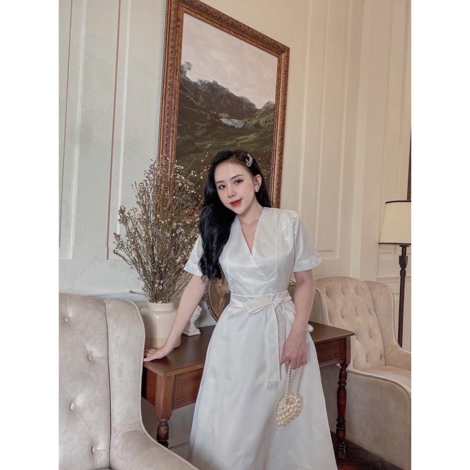Đầm dự tiệc trắng xoè đắp chéo - Maxi Ivy.fashion đi biển dự tiệc dạo phố bigsize gợi cảm sexy