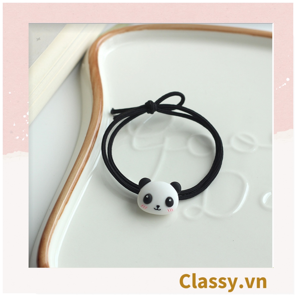 Dây cột tóc Classy tai thỏ vải voan kẻ sọc nữ tính PK717