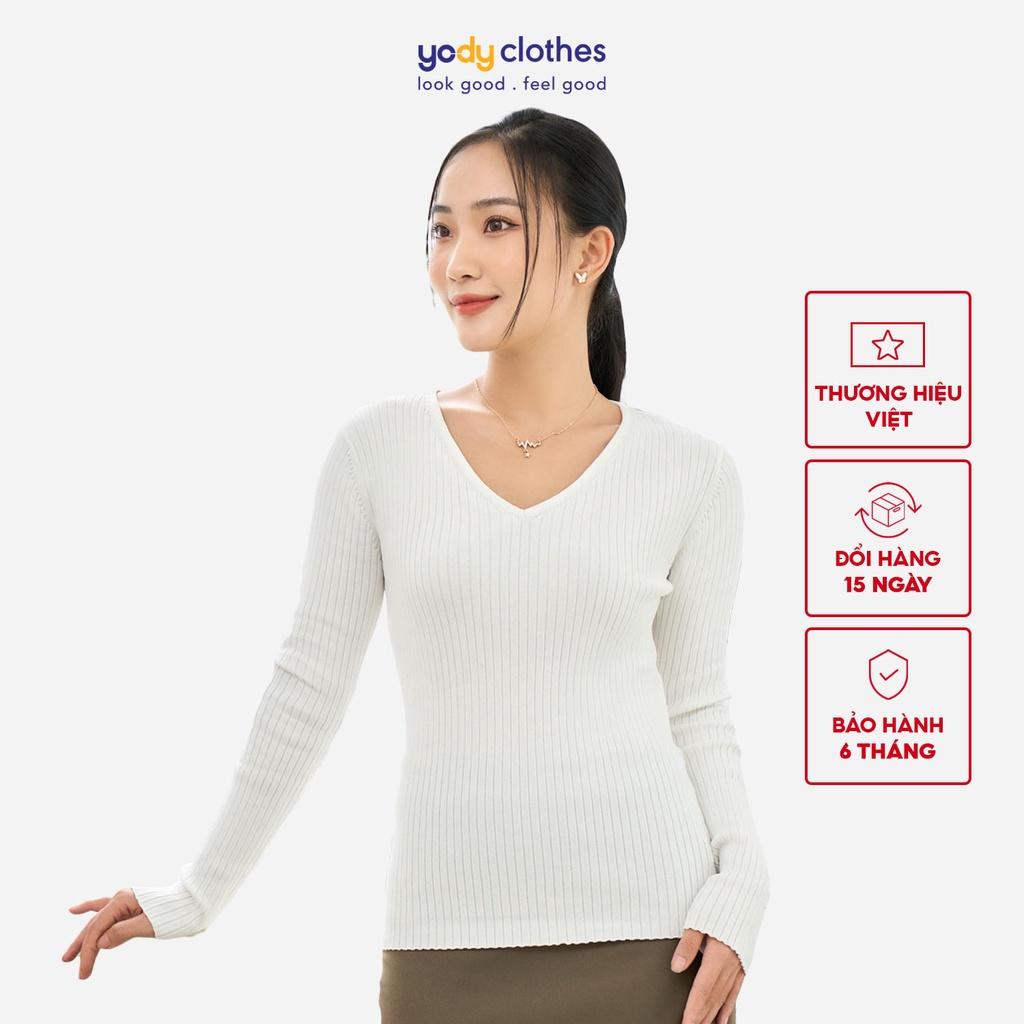 Áo Len Gân Nữ YODY Tay Dài Cổ Tim ALN5046