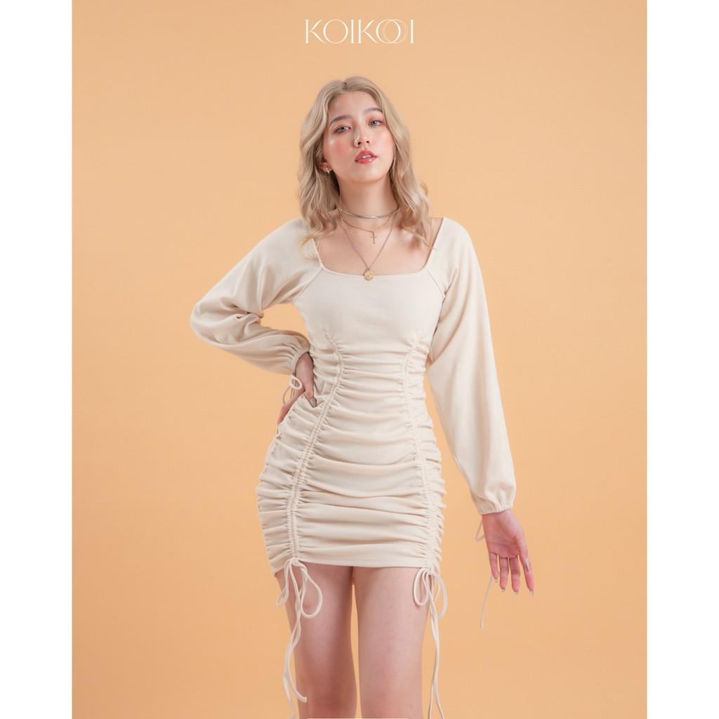 Đầm tay rút dún, tay phồng rút dây