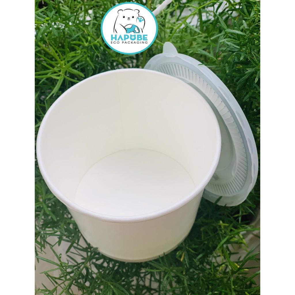 100 bát giấy có nắp PP đựng thức ăn 500ml