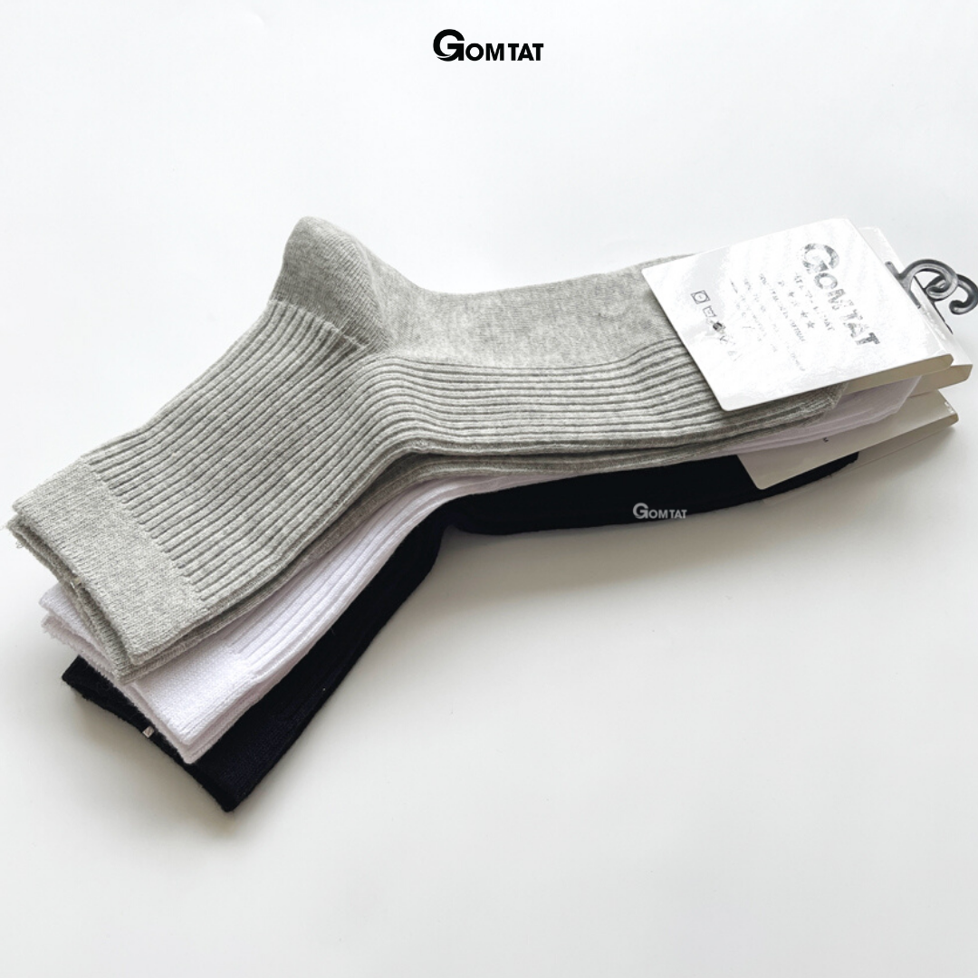 Tất Vớ Nam Nữ Cổ Lửng GOMTAT Mẫu Gân Chìm, Chất Liệu Cotton Cao Cấp Thoáng Khí - FIVE-TAY10-LUNG