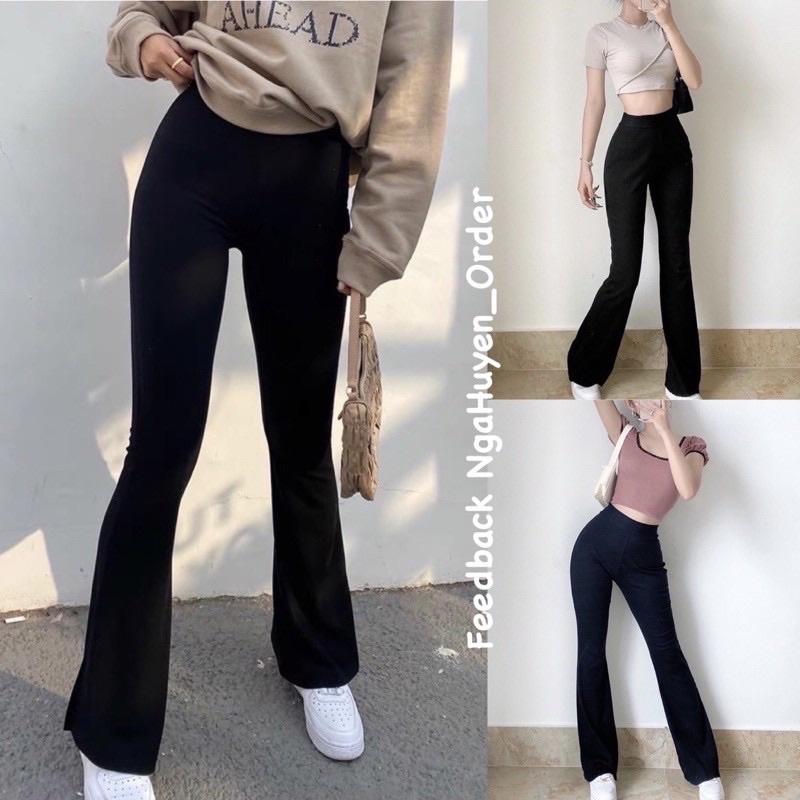 Quần ống loe flare pants chất Hàn dành cho cô nàng MÉT 6 ĐỔ LẠI chuẩn form kèm dây thắt eo legging ôm tôn dáng chiều cao