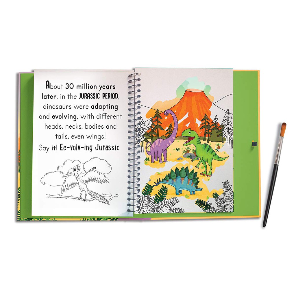 Sách tô màu nước thần kỳ cho bé chủ đề khủng long (Magic water colouring - Dinosaurs)