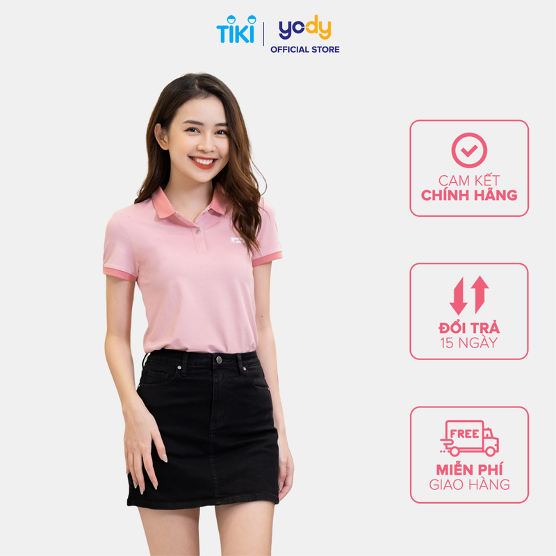 Áo Phông Polo Nữ YODY Tay Ngắn Phối Bo Chất Liệu Pique Mắt Chim Co Giãn Thoải Mái - APN3340