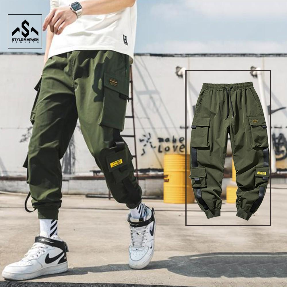 Quần jogger nam kaki túi hộp STYLE MARVEN nối dây thể thao cá tính - QUAN SM055