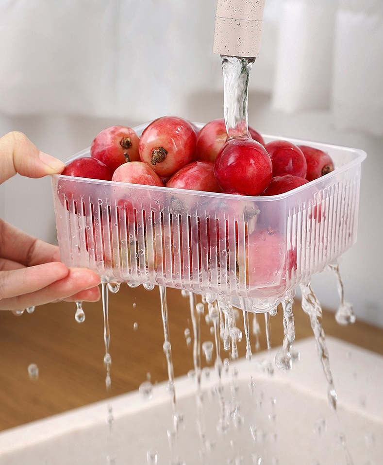 Set hộp thực phẩm 2 lớp bảo quản tủ lạnh, dùng được trong lò vi sóng Nakaya 1.1L - Hàng nội địa Nhật Bản