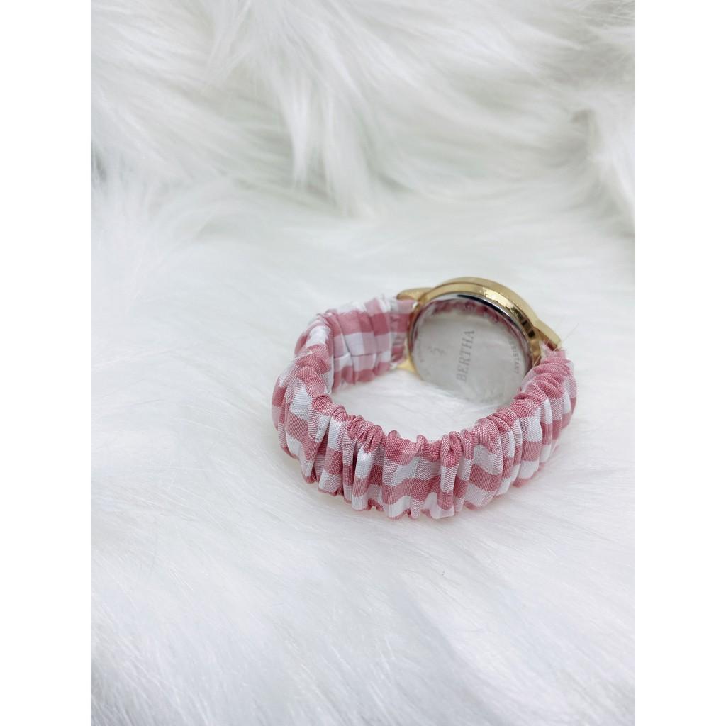 Dây đồng hồ thay thế bằng vải caro co giãn dạng Scrunchies kiểu dáng dễ thương đủ màu