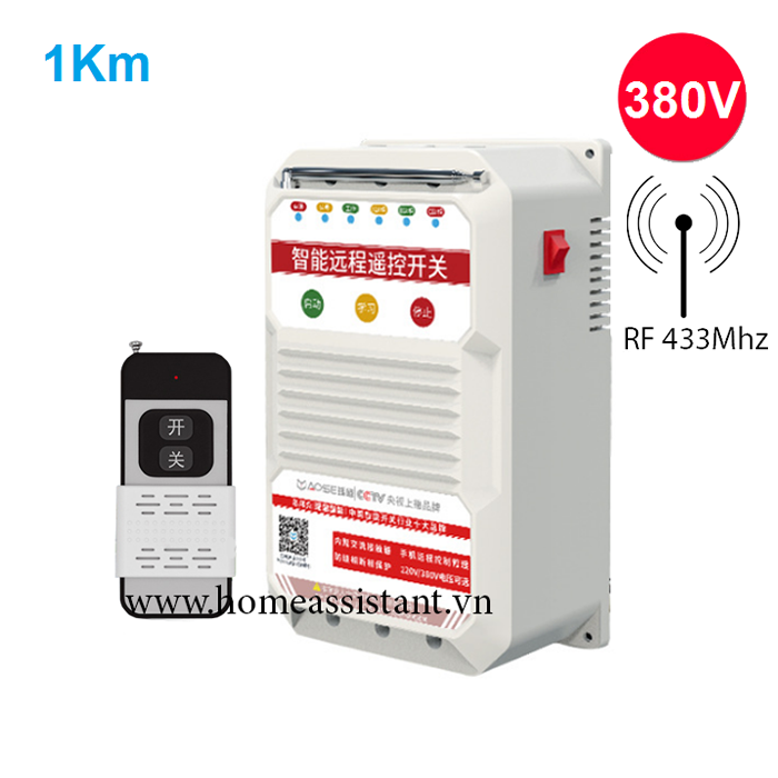 Công Tắc Điều Khiển Từ Xa Công Suất Lớn 3 Pha 380V 11KW Sóng RF 433Mhz WT380