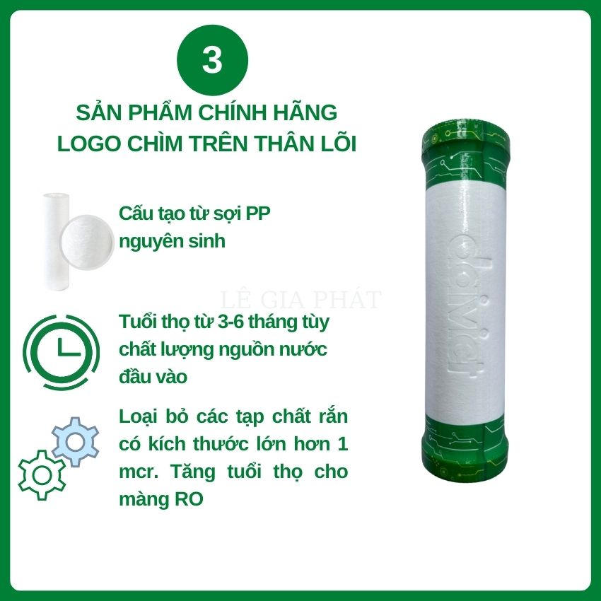 COMBO 3 LÕI LỌC NƯỚC SỐ 1-2-3 (PP - CTO - PP) - HÀNG CHÍNH HÃNG ĐẠI VIỆT