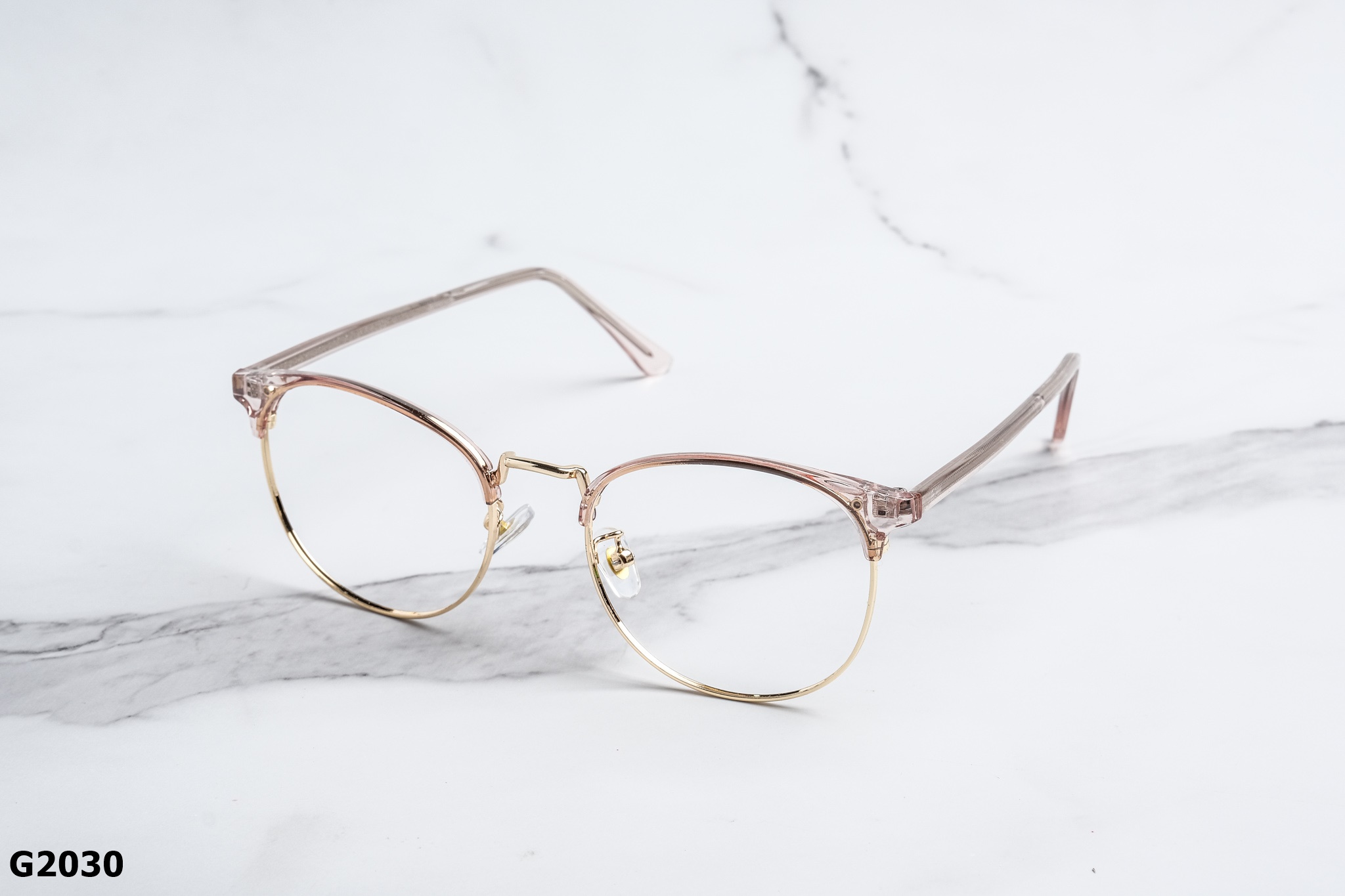 Gọng Kính Cận Tròn Mắt Mèo Nửa Viền Unisex - G2030