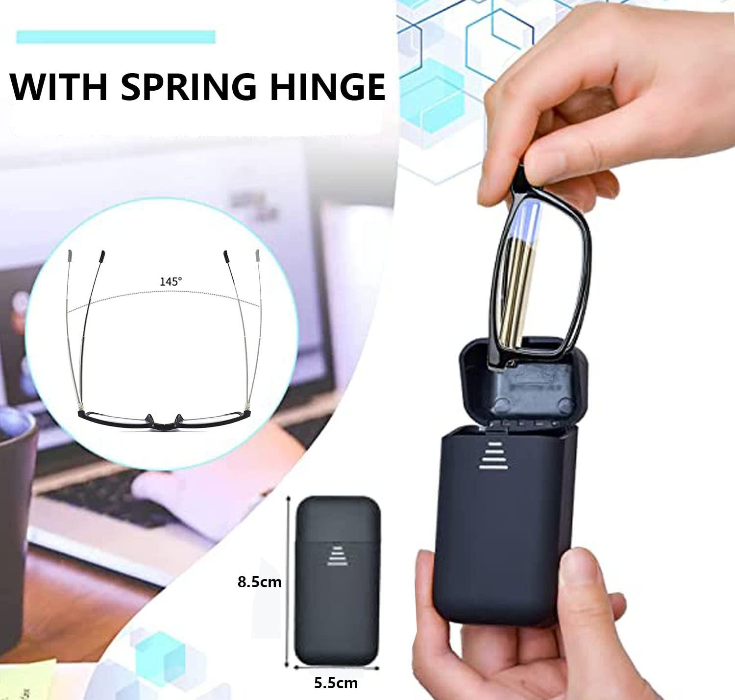 2 cặp kính đọc sách có thể gập lại đàn ông Bộ lọc ánh sáng xanh đọc sách hỗ trợ đọc viện trợ với kính cứng để dễ mặc 1,50
