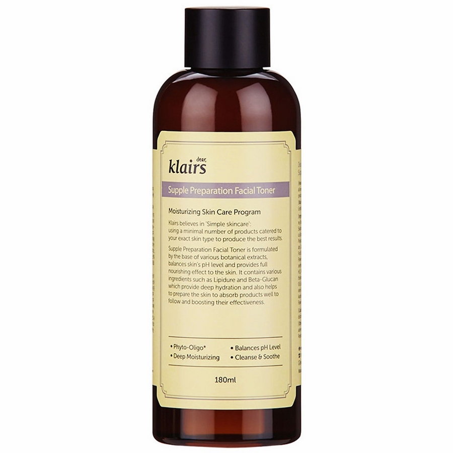 Nước Hoa Hồng Klairs Supple Preparation Facial Toner (180ml) - Tặng 1 Đôi Bông Tai Ngẫu Nhiên