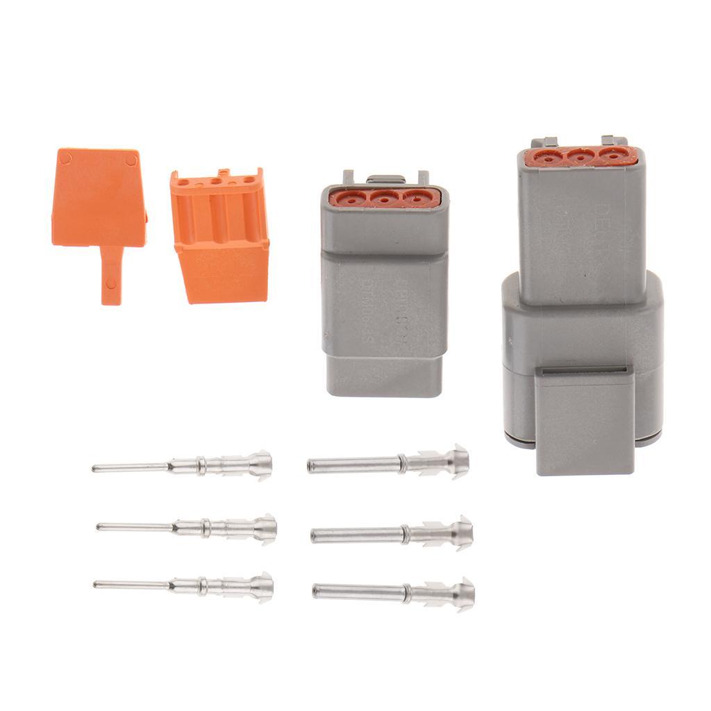 1 Set 3Pins Way Sealed Waterproof Electrical Wire Connector  Terminals