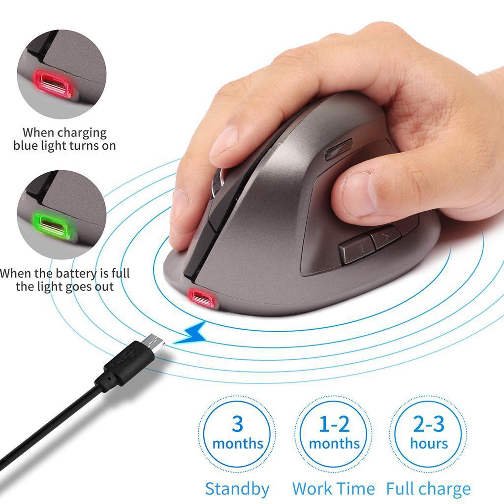 2PCS Wireless USB Gaming Mouse Optical Vertical Mice Easy to Use