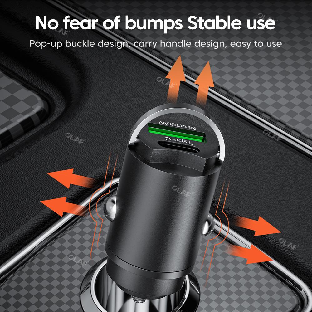 Bộ sạc xe hơi OLAF 100W Bộ sạc USB mini cho điện thoại di động trong bộ chuyển đổi xe hơi vô hình