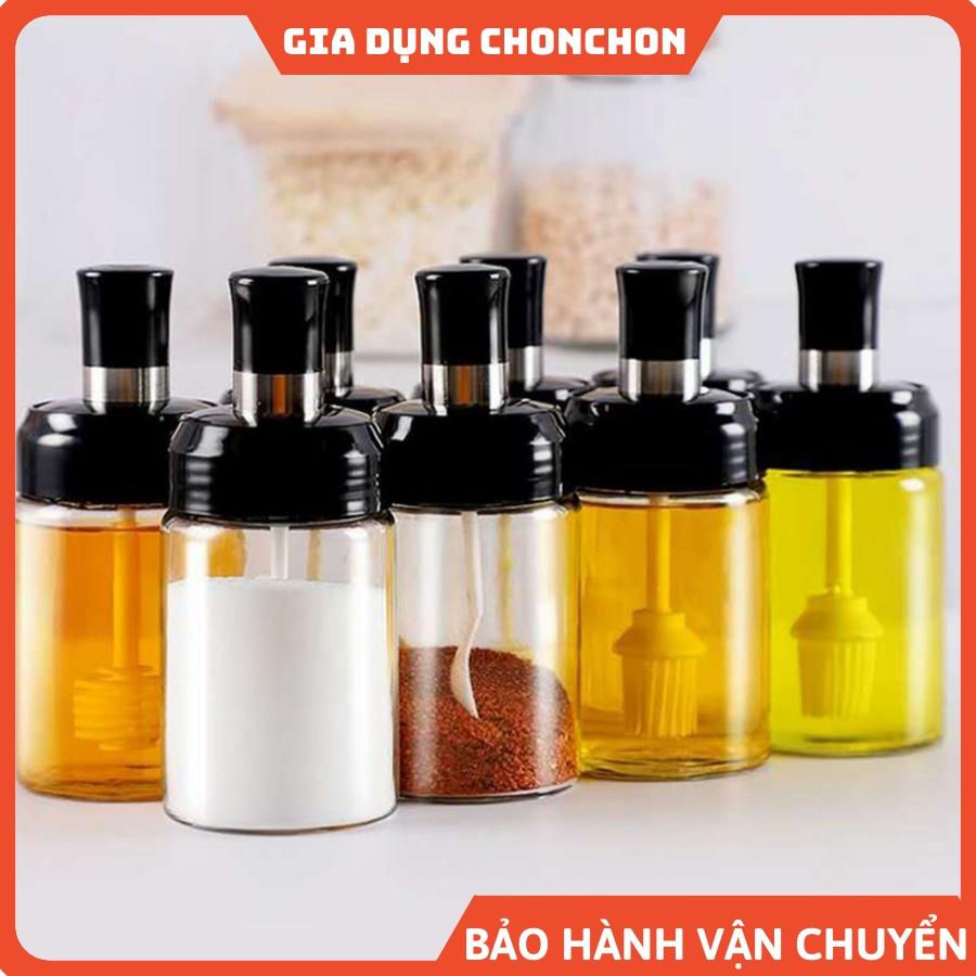 Lọ Đựng Gia Vị, Hũ Đựng Gia Vị Kèm Muỗng Mẫu Mới Núm Tròn