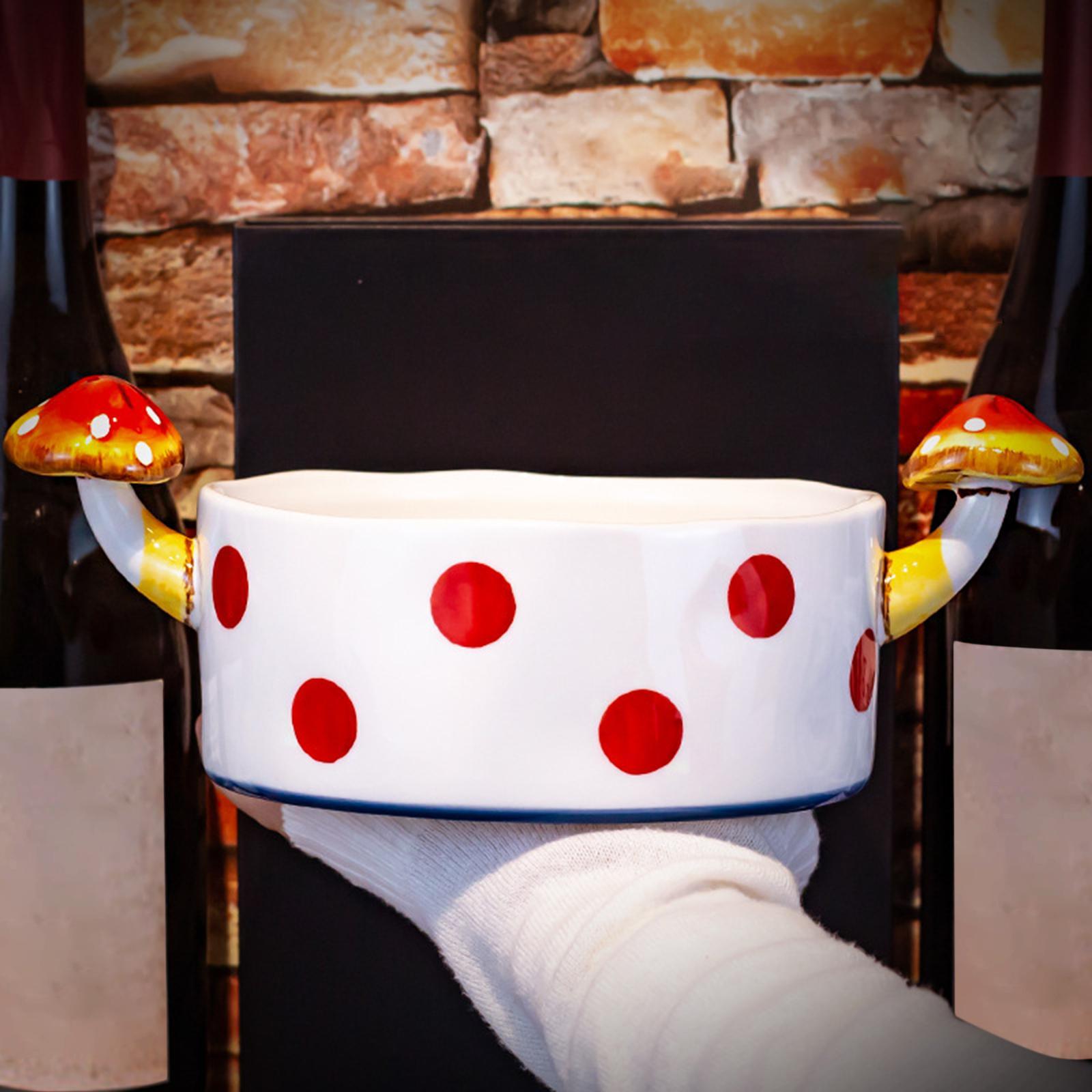 2pcs Mushroom Dinnerware Round Plate & Bowl Microwave Safe Salad Fruit