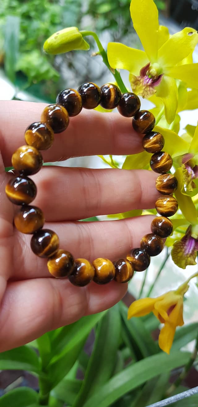 Vòng tay phong thuỷ may mắn nữ đá mắt hổ tự nhiên vàng nâu bóng mượt đẹp Size nữ vòng hạt 8mm Vòng hợp nữ mệnh kim mệnh thổ mệnh Thủy đeo tay đẹp ạ