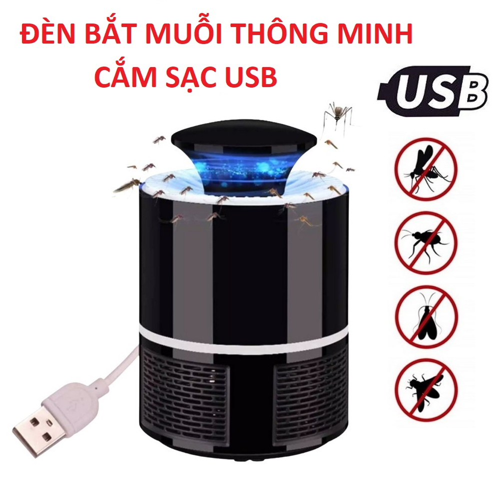 Máy Bắt Muỗi Thông Minh Hình Trụ - Đèn Bắt Muỗi Thu Hút Công Trùng Hiệu Quả Kèm Dây Cắm USB Dễ Sử Dụng