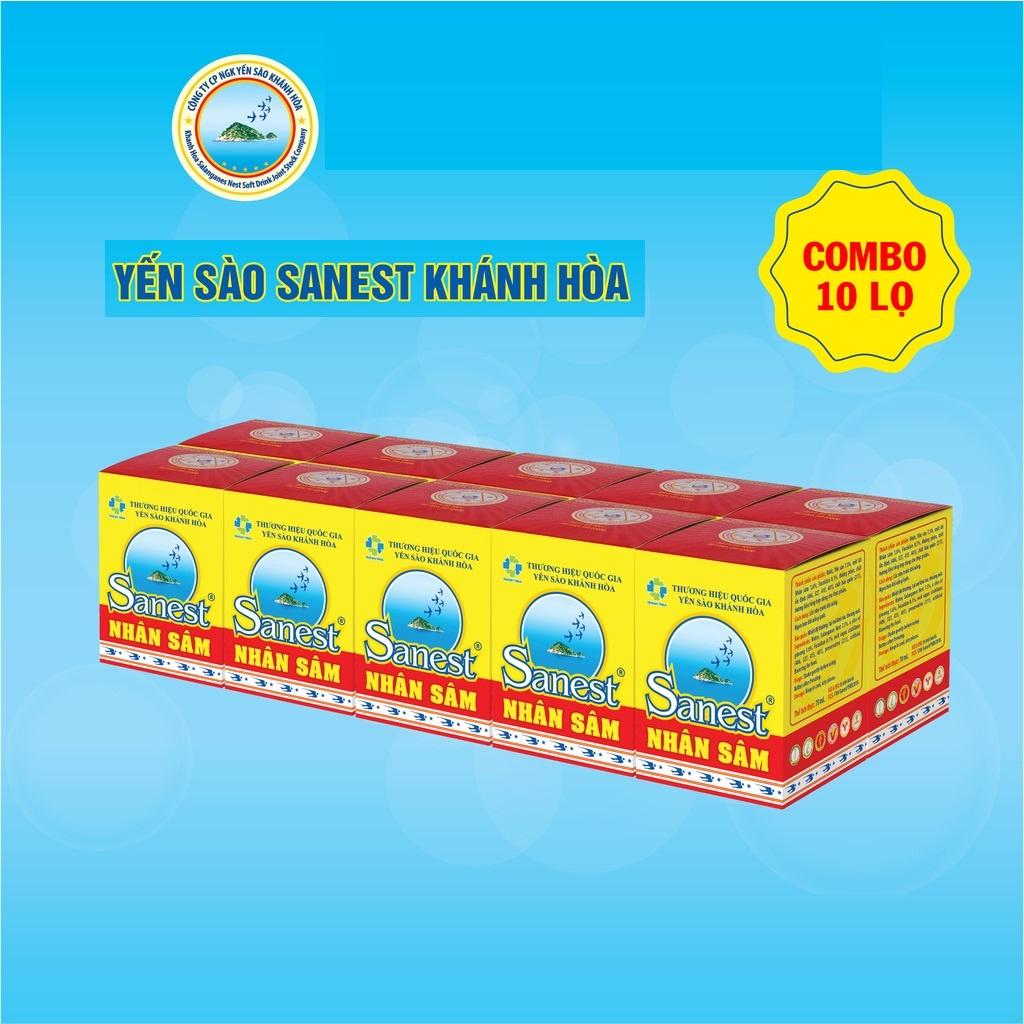 [Combo 10 lọ] Nước Yến sào Khánh Hòa Sanest Fucoidan Nhân sâm đóng lọ 70ml - 700