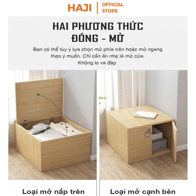 Tủ lưu trữ đồ đa năng HAJI, Hộc tủ gỗ đựng đồ có thể dùng làm ghế ngồi, tủ đầu giường thông minh tiện dụng A182/183