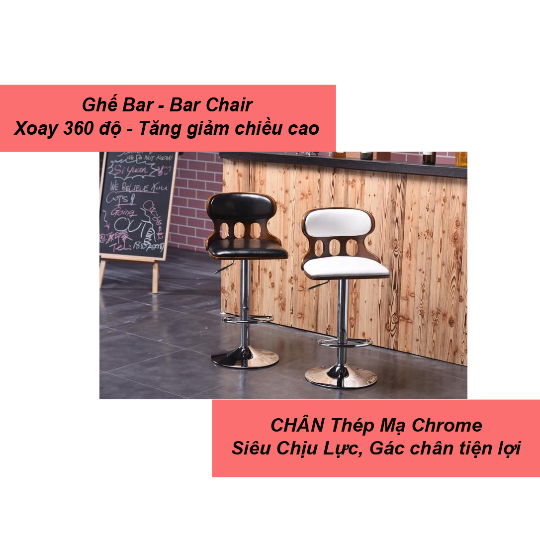 Ghế Bar Thời Trang Gỗ Plywood , Nệm êm Ái , Phong Cách Đương Đại, Xu Hướng Hiện Đại, Xoay Tròn, Tăng Giảm Độ Cao AZP-BC01