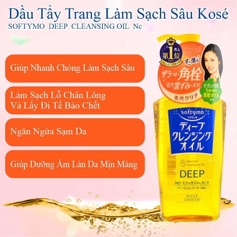 Dầu Tẩy Trang Làm Sạch Sâu Kosé Softymo Deep Cleansing Oil NC (230mL)