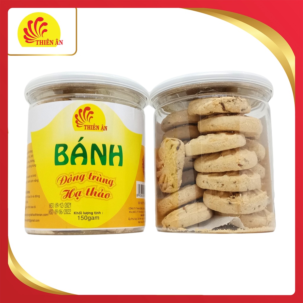 Bánh Quy Đông Trùng Hạ Thảo (Hũ 150G) THIÊN ÂN Lạ Miệng, Bổ Cho Sức Khỏe