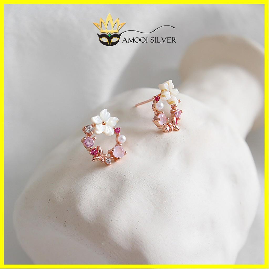 Bông tai bạc S925 huyền thoại biển xanh vỏ trai - Amooi Silver AB08