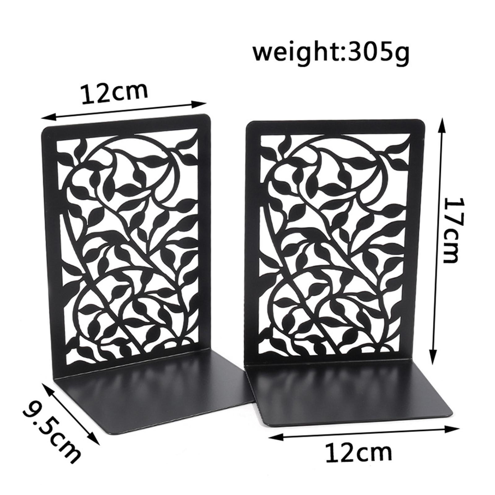 Book Ends, Heavy Duty Iron Bookend Supports Stable Bookends for Home Restaurant Binder